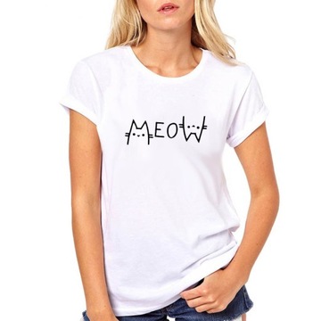 T-SHIRT KOSZULKA DAMSKA Z NADRUKIEM MEOW XXL