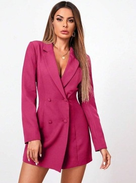 Shein różówa Dwurzędowa sukienka z kołnierzykiem typu blazer M