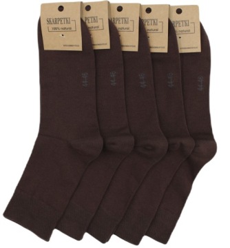 5x SKARPETY BAWEŁNIANE TRWAŁE PRODUKT POLSKI Rozm.44-46 BRĄZOWE