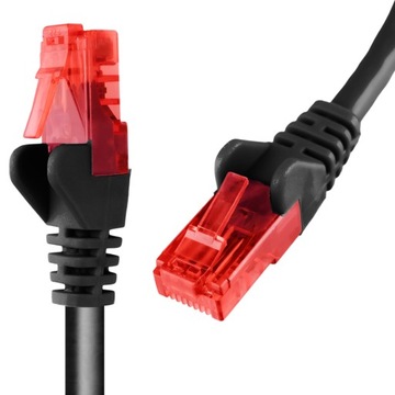 Kabel patchcord RJ45 CAT 6 U/UTP AWG24 czarny 3m