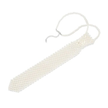 Elegant Pearl Necklace Necktie Jewelry Adjustable