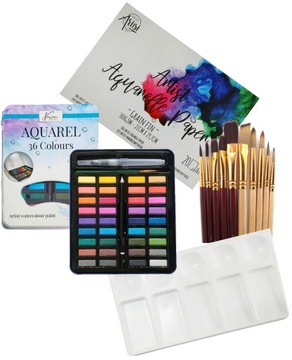 АККВАРЕЛЬНЫЕ КРАСКИ БЛОК-КИСТИ АКВАРЕЛЯНАЯ ПАЛИТРА