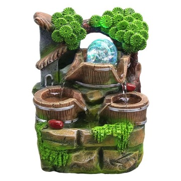 Hla-Mini Rockery Tabletop Fontanna Wodospad w / LED