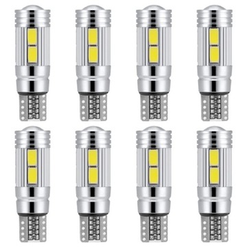 8x Żarówka T10 10SMD soczewka CANBUS biała W5W LED