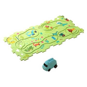Puzzle Track Car Paly Zestaw z pojazdami Puzzle Dinosaur Hand Eye 8