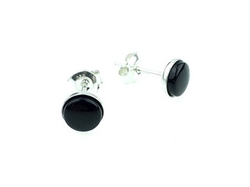 Kolczyki czarne onyks 6mm srebrne pr 925