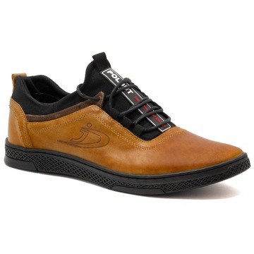BUTY MĘSKIE SKÓRZANE szerokie POLSKIE K24 rudy 44