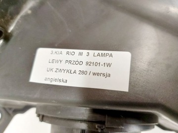 KIA RIO 3 III SVĚTLO LEVÝ PŘEDNÍ OBYČEJNÁ SVĚTLOMET UK 92101-1W