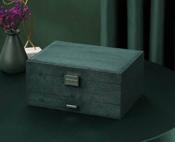 Szkatułka na Biżuterię Kuferek Pudełko Organizer Elegancki Pojemny Box Etui