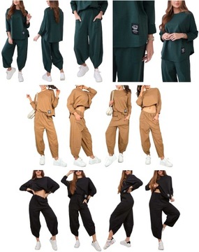 ЭЛЕГАНТНЫЙ ИТАЛЬЯНСКИЙ ХЛОПКОВЫЙ КОМПЛЕКТ СВИТШОТ БРЮКИ OVERSIZE U