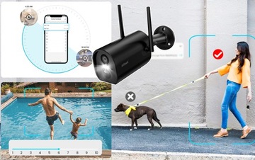 Уличная камера Аккумулятор WiFi IP 2K 3MPx 4xZoom Черный 64 ГБ для 15000 мАч