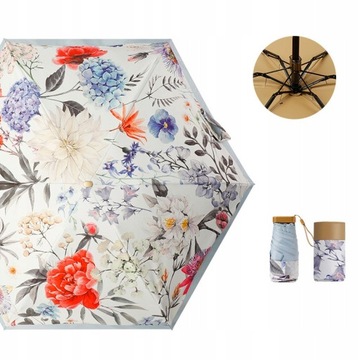 Kompaktowy parasol kieszonkowy w kwiaty, anty-UV Paraso Mini
