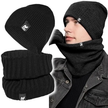 CIEPŁY KOMPLET męski CZAPKA + KOMIN szal ZIMOWY produkt polski JAKOŚĆ c