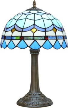 LAMPA STOJĄCA STOŁOWA WITRAŻOWA W STYLI TIFFANY SZKLANA ELEGANCKA 48cm