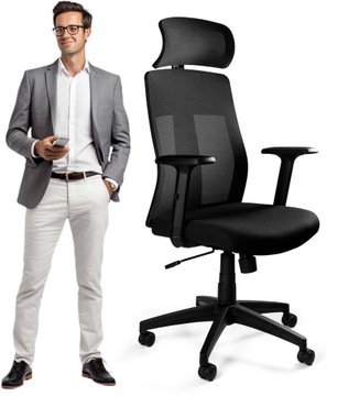 Krzesło Biurkowe EXPLORE Czarne Unique Ergonomiczne Obrotowe Siatka Tkanina