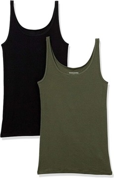 Amazon Essentials Damskie cienkie ramiączka Tank Slim Fit 2 sztuki, ciemnoo