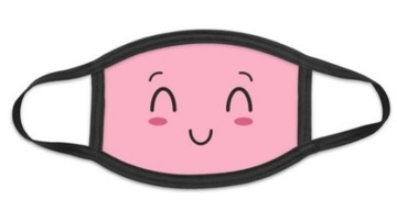 MASKA RÓŻOWA UŚMIECH CUTE 2-WARSTWY BAWEŁNA KOT PL