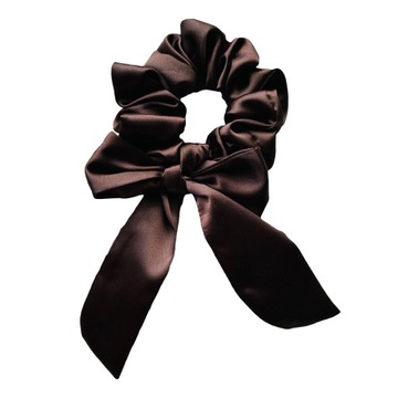 Gumka do włosów satyna scrunchie Gorzka czekolada