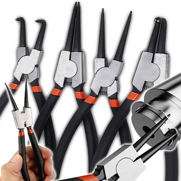 Плоскогубцы с кольцевыми зажимами Seger, 7 дюймов, 180 мм, набор из 4 изогнутых прямых предметов