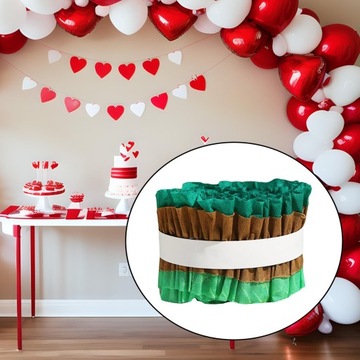 2 шт. Мятая бумага в рулоне. Ленты из креповой бумаги. Коричневый и зеленый фон.