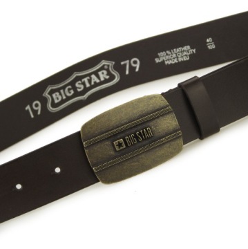Ремень кожаный для брюк МУЖСКОЙ BIG STAR, коричневый + ЧЕХОЛ 105/120см
