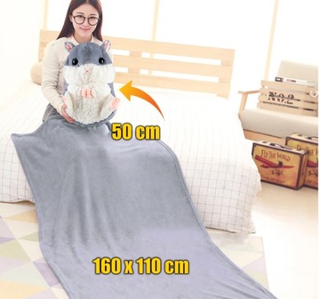 ХОМЯК С ОДЕЯЛЕМ Одеяло 160х110 см ПОДУШКА-МАСКОТ ПЛЮШЕВАЯ ИГРУШКА ДЛЯ ОБНИМАНИЙ 3в1