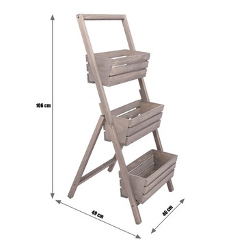 KWIETNIK STOJĄCY DREWNIANY KASKADOWY SZARY 3 RZĘDY WIELOPOZIOMOWY STOJAK