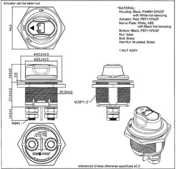 HEBEL AKUMULATORA WYŁĄCZNIK ODŁĄCZNIK 200A