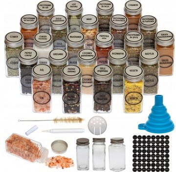 ORGANIZER DO PRZYPRAW ZESTAW 24 SŁOICZKÓW 120 ML + ETYKIETY + AKCESORIA