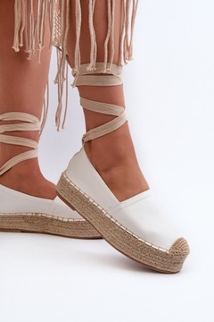 ЖЕНСКИЕ ЭСПАДРИЛИ НА ПЛАТФОРМЕ С ЗАВЯЗКОЙ BRAIN, БЕЛЫЕ 38