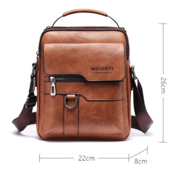 LISTONOSZKA MĘSKA TORBA NA RAMIĘ SKÓRZANA BRĄZOWA SASZETKA