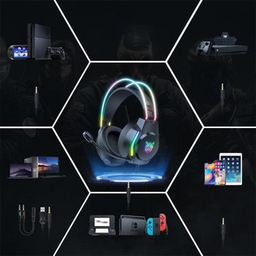 ONIKUMA X26 НАКЛАДНЫЕ ПРОВОДНЫЕ ИГРОВЫЕ НАУШНИКИ С МИКРОФОНОМ ДЛЯ ПК RGB