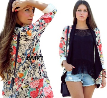 A928 ZARA KIMONO MARYNARKA KURTKA PŁASZCZ - S
