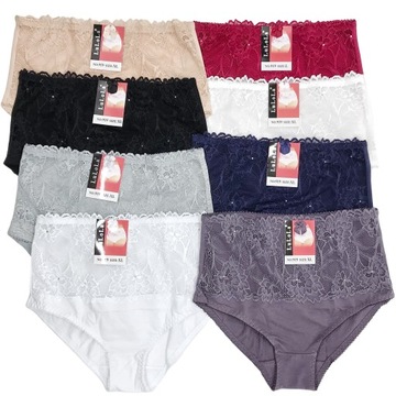 Majtki wysoki stanem koronkowe XXL figi bawełniane plus size HANA STORE