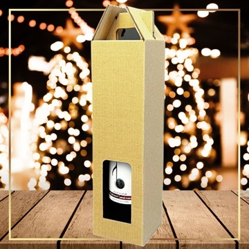 УПАКОВКА КАРТОННАЯ КОРОБКА ДЛЯ ВИНА БУТЫЛКА ВИНА С РУЧКОЙ 85х85х320мм