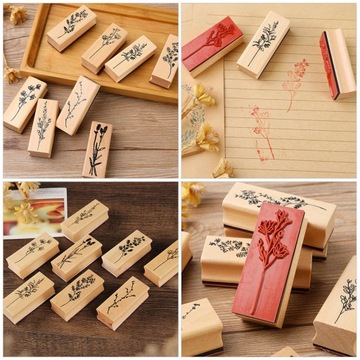 Набор марок с деревянными розами и цветами