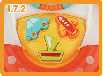 Jeździk z zabawkami pchacz interaktywny chodzik dla maluchów