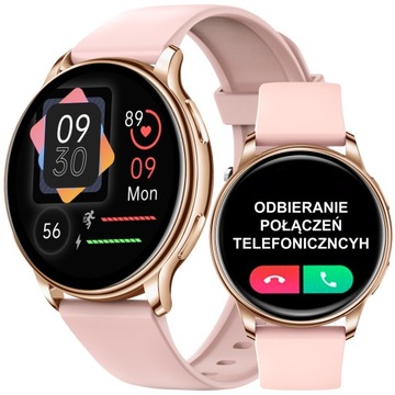 SMARTWATCH ELEGANCKI ZEGAREK DAMSKI ROZMOWY MENU PL BRANSOLETKA + PASEK
