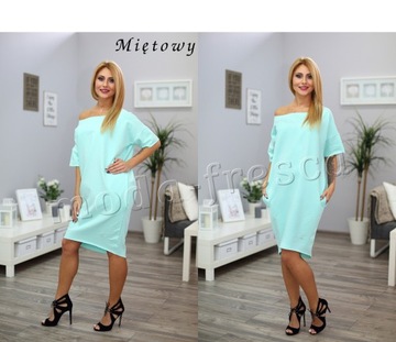 M678 pastelowa bawełniana SUKIENKA OVERSIZE L/XL