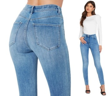 KLASYCZNE SPODNIE MODELUJĄCE JEANSOWE ELASTYCZNE DAMSKIE PLUS SIZE JEANSY