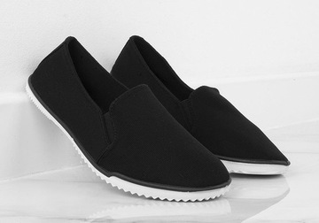 4789 CZARNE TENISÓWKI WSUWANE LYCRA SLIP ON 37