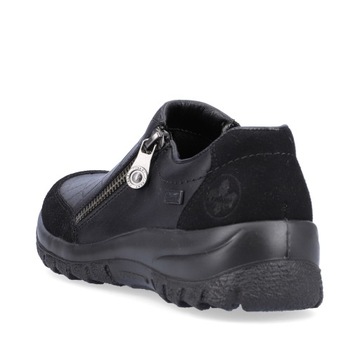 RIEKER TEX czarne skórzane buty, półbuty L7156-00