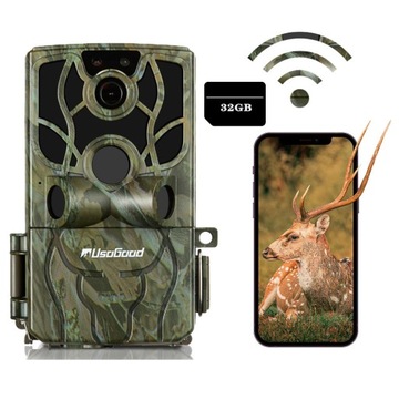 FOTOPUŁAPKA KAMERA LEŚNA MYŚLIWSKA WIFI 4K 48MP BLUETOOTH WODOODPORNY 32GB