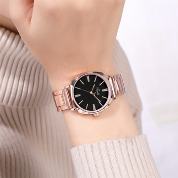 Women Dress Watch Rhinestone Round Dial Stainless Steel