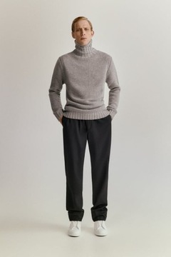 ZARA MAN GRUBY SWETER GOLF WEŁNA + KASZMIR LUX SZARY M