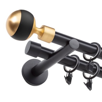 ЧЕРНЫЙ ДВОЙНОЙ МЕТАЛЛИЧЕСКИЙ КАРДИН 19мм 240см УЗОРЫ