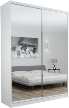 SZAFA PRZESUWNA GARDEROBA - 2D DALLAS 130X250 BIAŁA LUSTRO PEŁNE