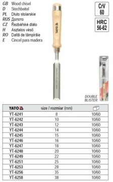 YATO YT-6258 СТОЛЯНОЕ ДОЛОТО 38MM С ДЕРЕВЯННОЙ РУЧКОЙ