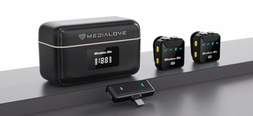 2 БЕСПРОВОДНЫХ МИКРОФОНА USB C, МАГНИТ APPLE ANDROID POWERBANK