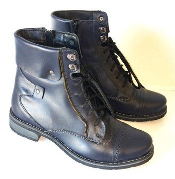 K-2663 STYLOWE KOZAKI SZTYBLETY OFICERKI SKÓRA NATURALNA 43